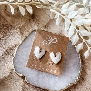 NEW Pearlescent White Heart Earrings